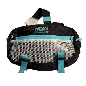 Hoka Fly Human Fly Fanny Pack Black Teal Running Waist Bag Athletic Hiking Pouch